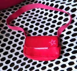 LOVELY AMERICAN GIRL DOLL SHOULDER RED PURSE AND PURPLE CARRY ALL TOTE